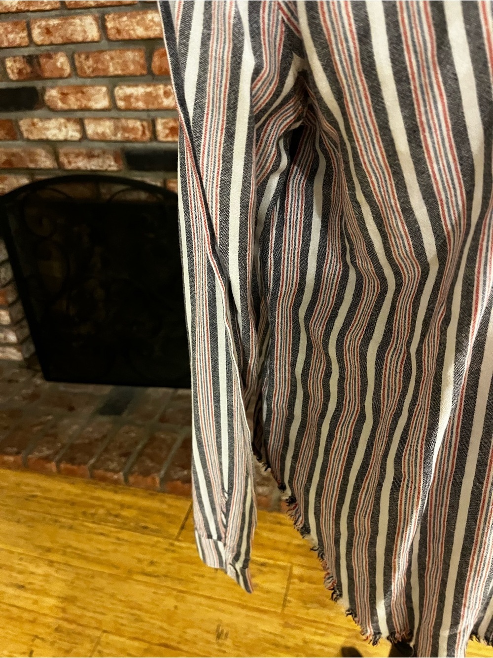 Bella Dahl Striped Button Down Shirt Size Large Rayon/Linen - Picture 4 of 6
